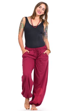 Kalhoty z lehké bavlny Purano - bordó