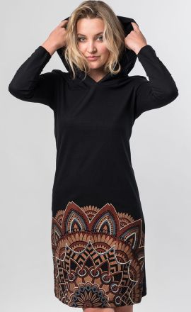 Černo-oříškové šaty Michaela Gautam Luga s výšivkou