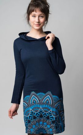 Navy šaty Michaela Gautam Luga s výšivkou