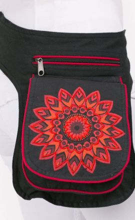 Ledvinka Purano - černá s červenou mandalou