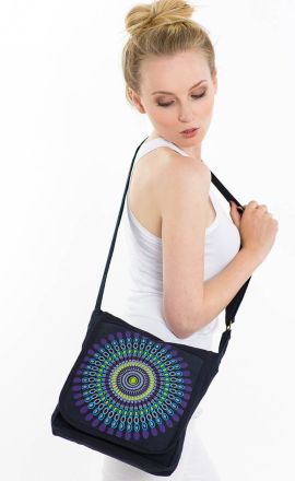 Černo-fialová kabelka Purano - Flap