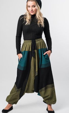 Khaki-petrolejové harémky Michaela Gautam Āyata