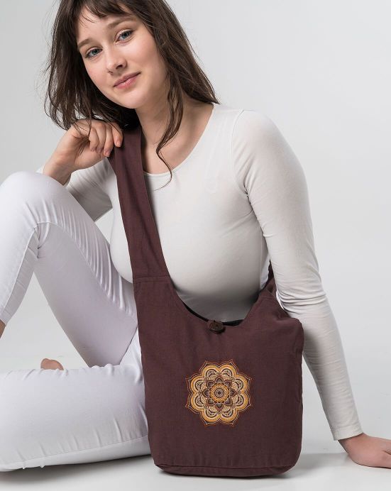 Béžová kabelka Michaela Gautam Lotus s výšivkou