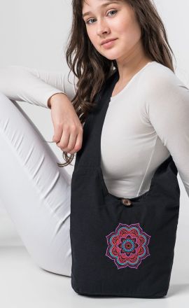 Černo-fialová kabelka Michaela Gautam Lotus s výšivkou